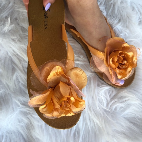 Kara White Rosette Flower Glitter Thong Flip Flop Sandal - Picture 4 of 8